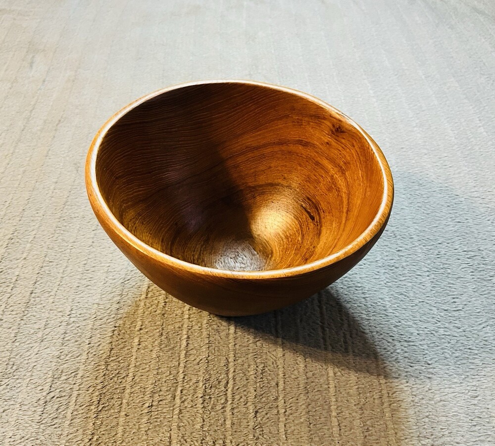 Large Vintage Teak Wooden Bowl Hand Turned 10 X 6 Salad Fruit